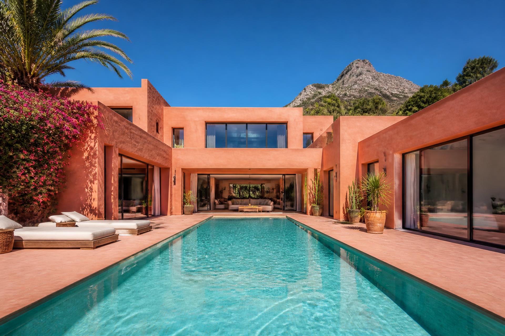 Terracotta rental home with a pool, managed on HomeFlow